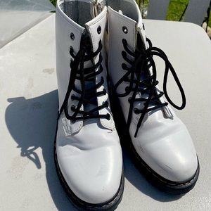 Faux Leather White Boots